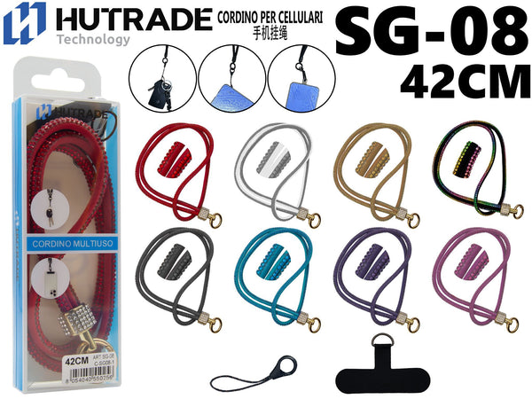 CORDA PER CELLULARE BRILLANTINATA CON PATCH DI INSERIMENTO DA 42CM – SG08