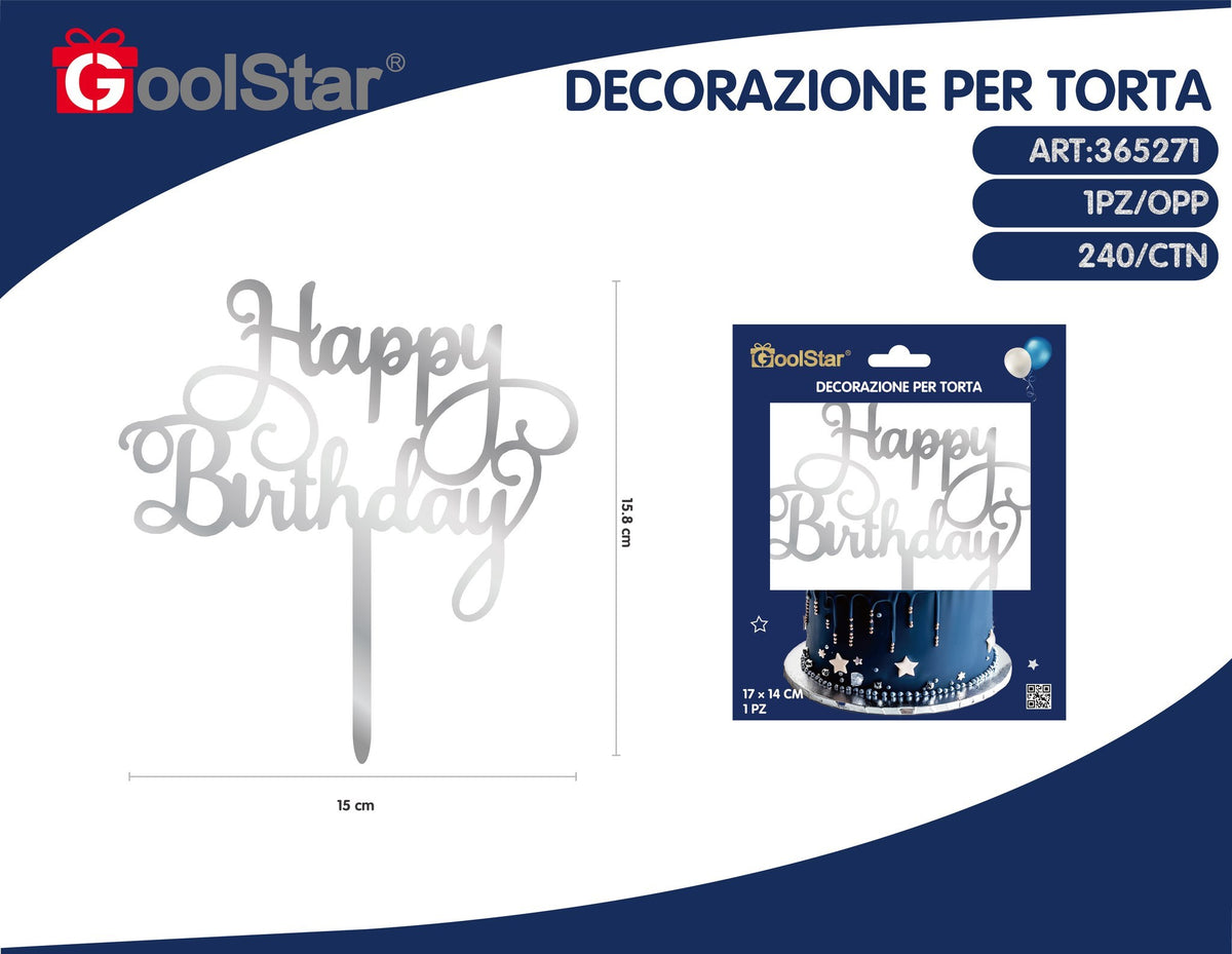 Decorazione in acrilico per torte, 18 anni