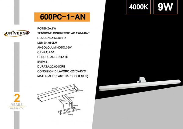 Lampada per specchio – 600PC-1-AN
