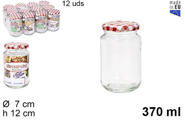 Barattolo tondo in vetro con coperchio vichy 370 ml