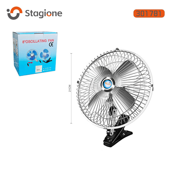 Ventilatore portatile per auto con gabbia nera e morsetto