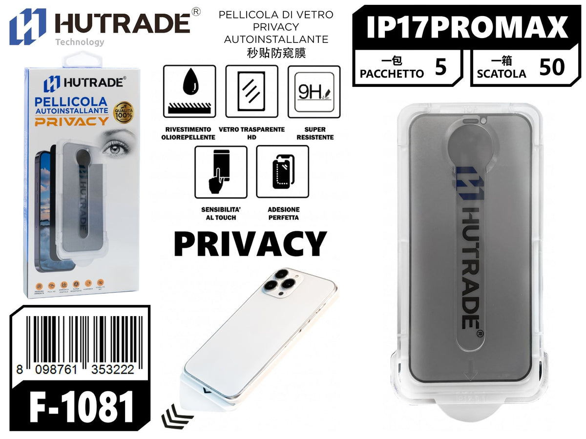 F-1081 PELLICOLA DI VETRO PRIVACY AUTOINSTALLANTE IP17PROMAX