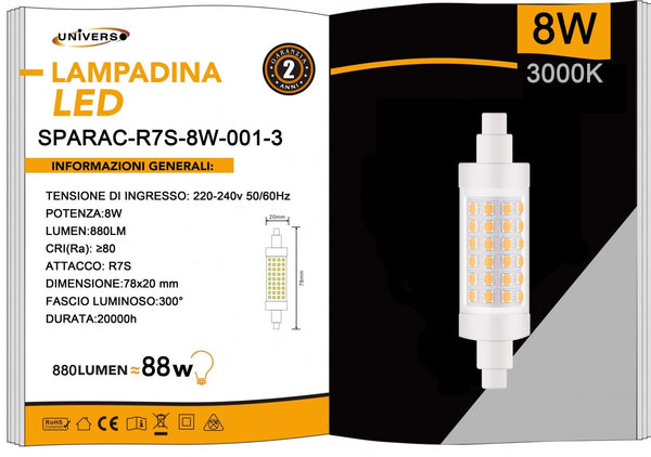 Lampadina LED Universo – SPARAC-R7S-8W-001-3