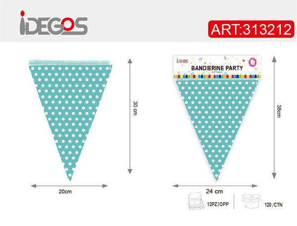 Festone a bandierine a pois, 10 m, Tiffany