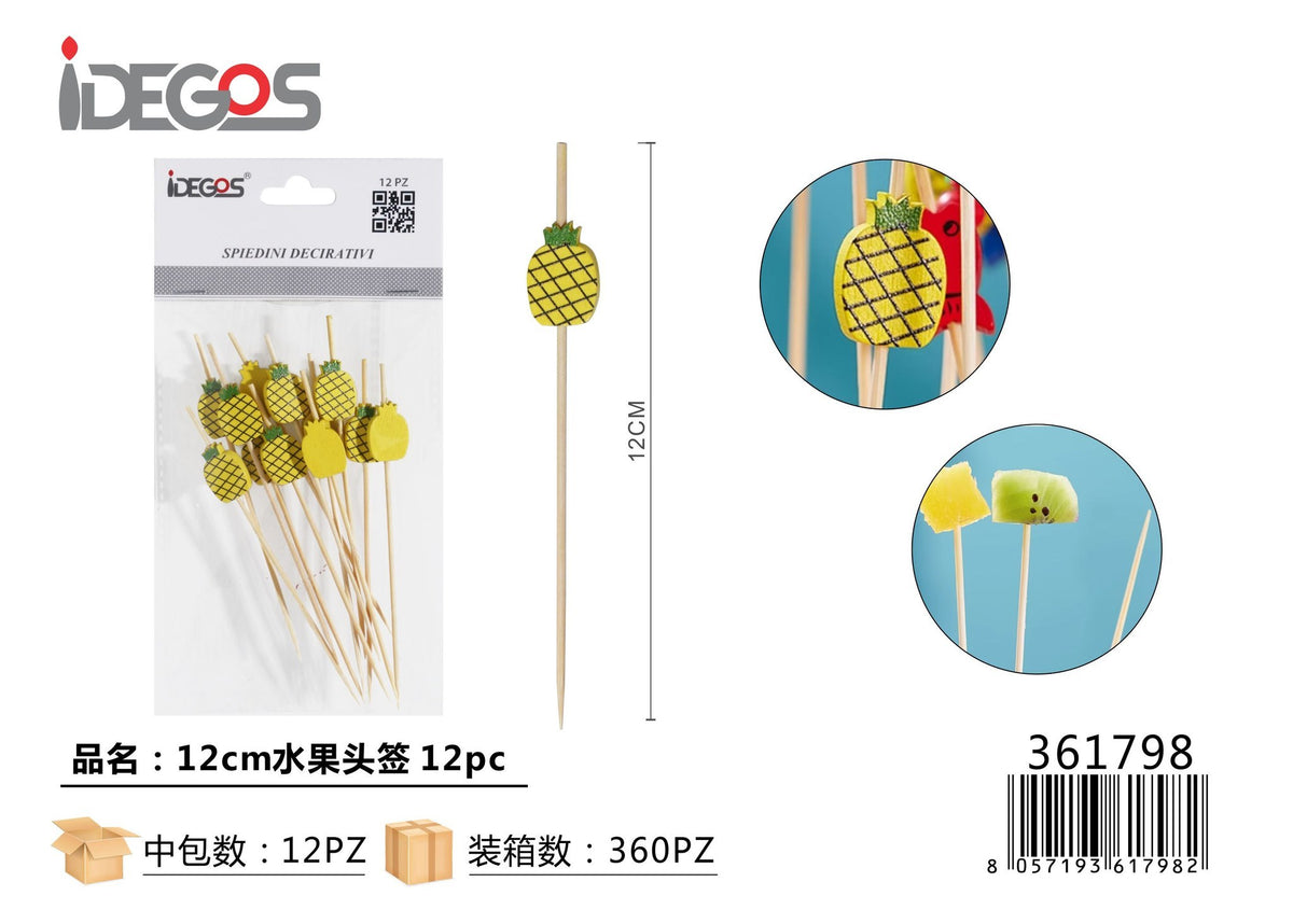 Spiedini decorativi Frutta, 12 cm, 12 pezzi