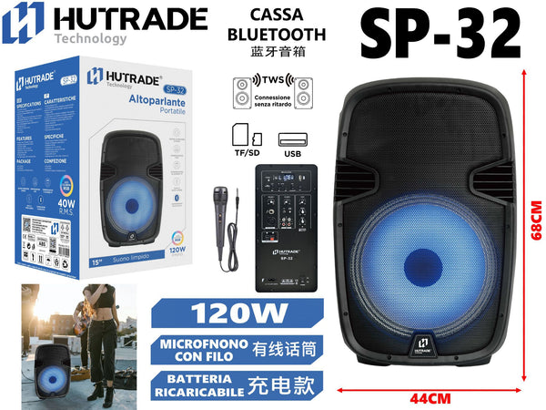 SP-32 CASSA BLUETOOTH CON MICROFONO DA 120W