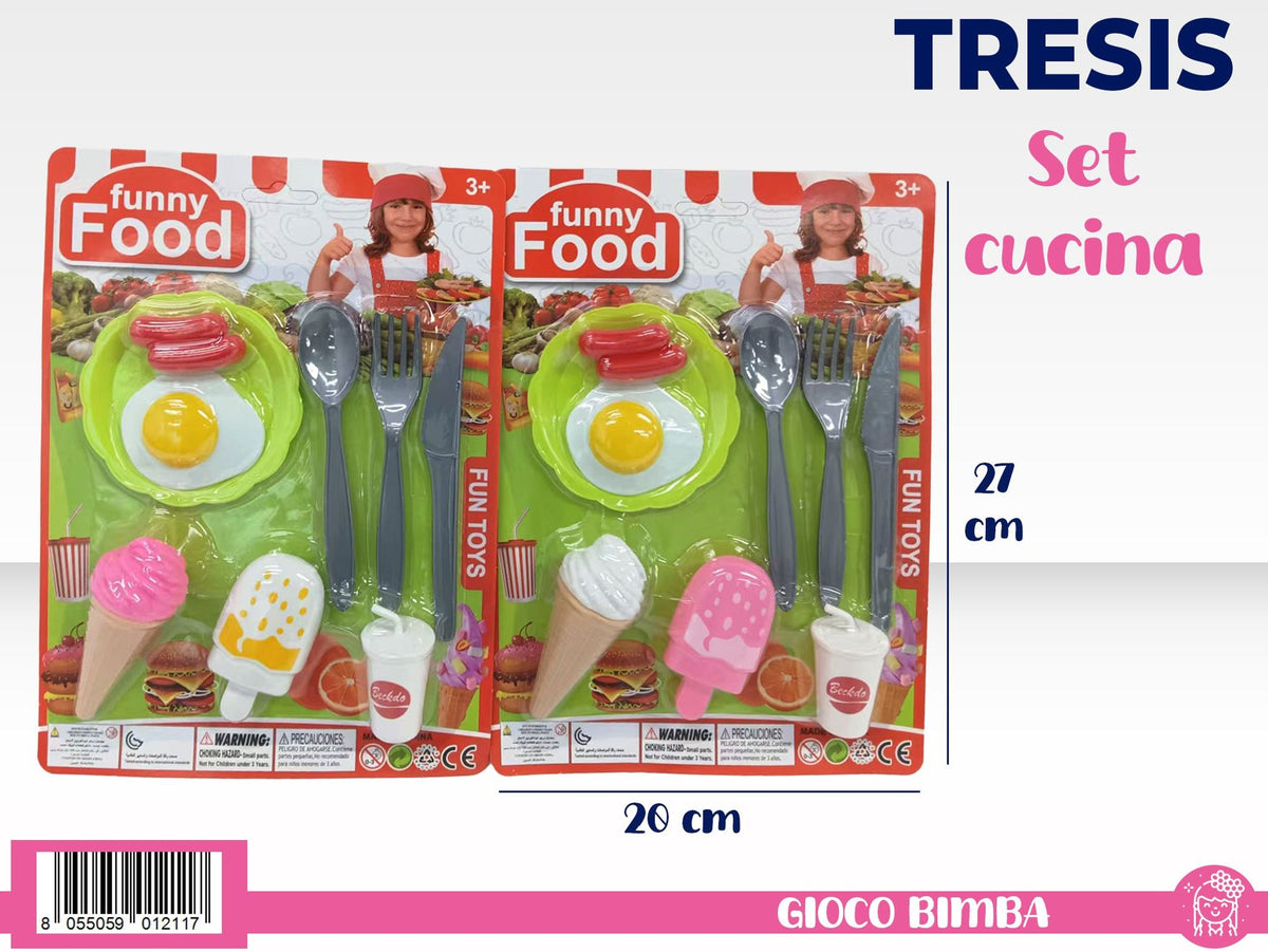 Funny Food, set alimenti e stoviglie giocattolo JN000973P