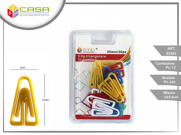 Clip triancolare di plastica