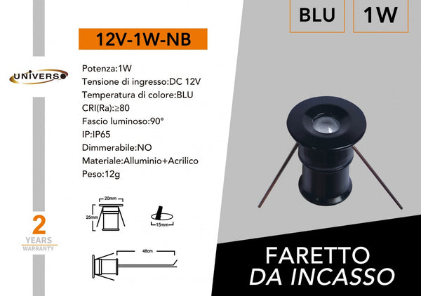 Mini Faretto LED Universo – 12V-1W-NB
