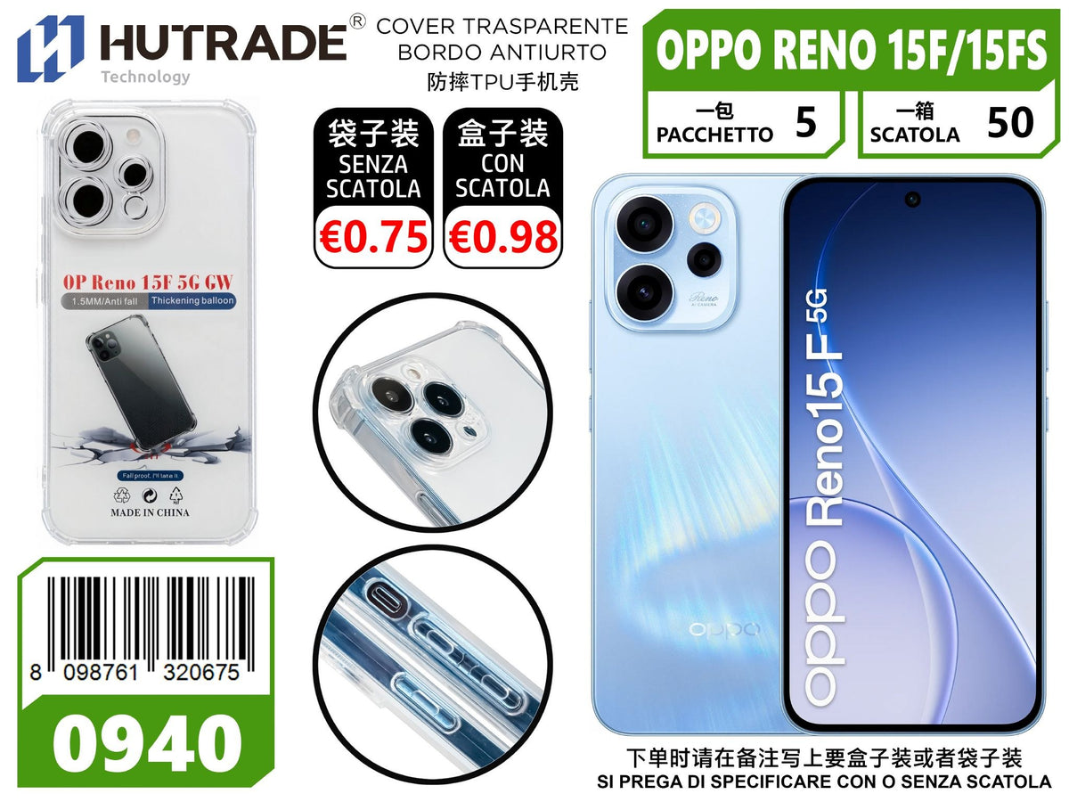 COVER TRASPARENTE BORDO ANTIURTO OPPO RENO 15F/15 FS – 0940 014412