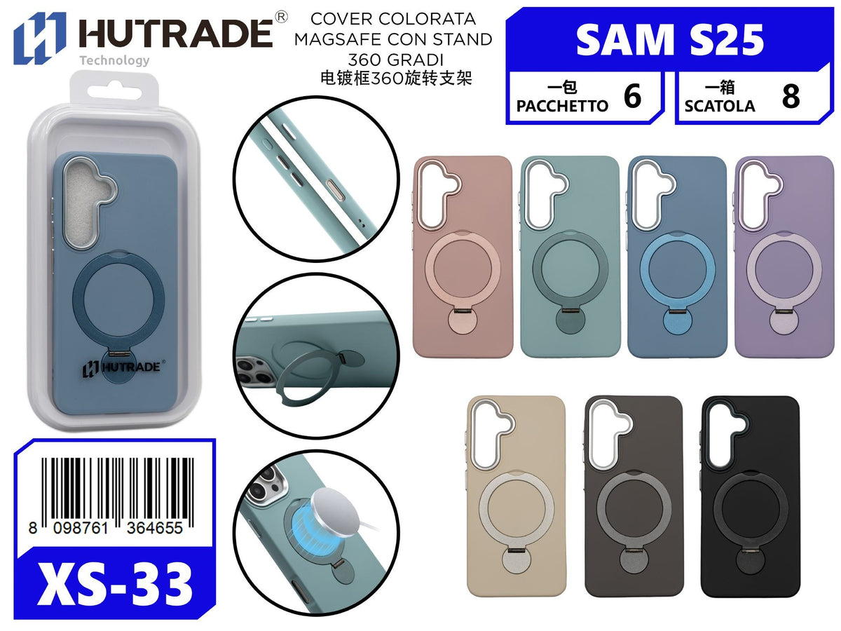 XS-33 COVER COLORATA MAGSAFE CON STAND 360 GRADI SAM S25