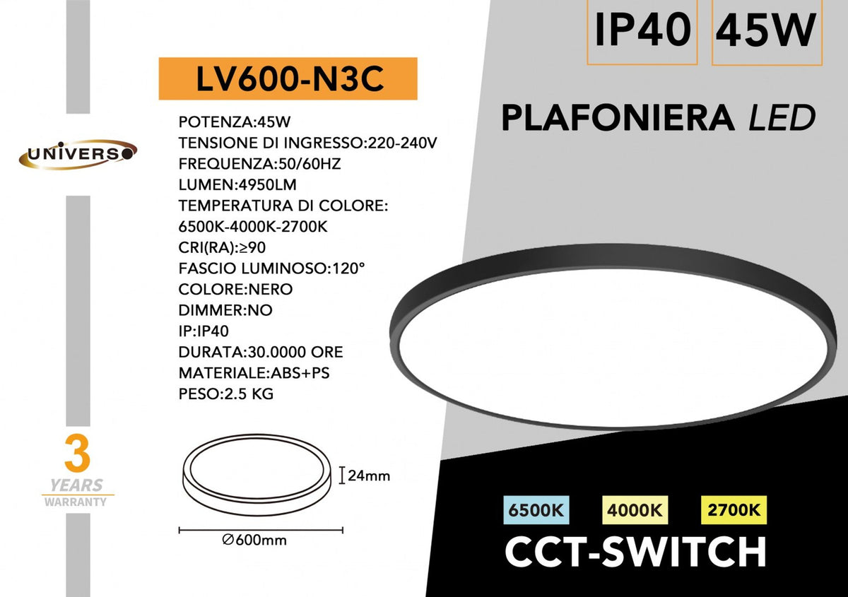 Plafoniera Universo – LV600-N3C