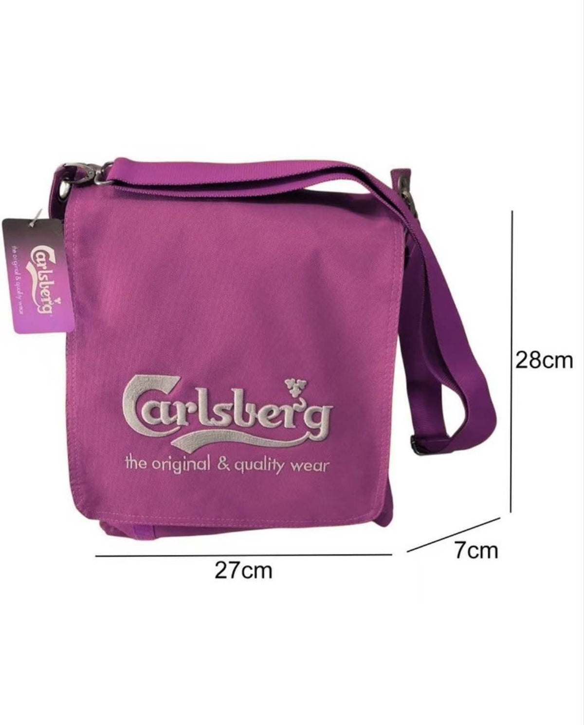 Carlsberg, borsa a tracolla verticale con patta 27 × 28 × 7 cm