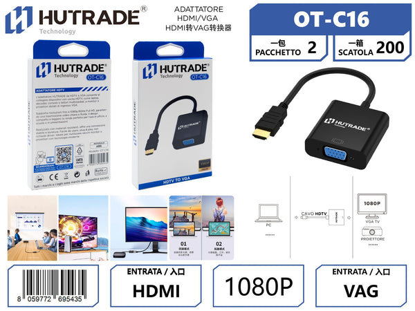 OT-C16 HDMI/VGA ADATTATORE PER PC