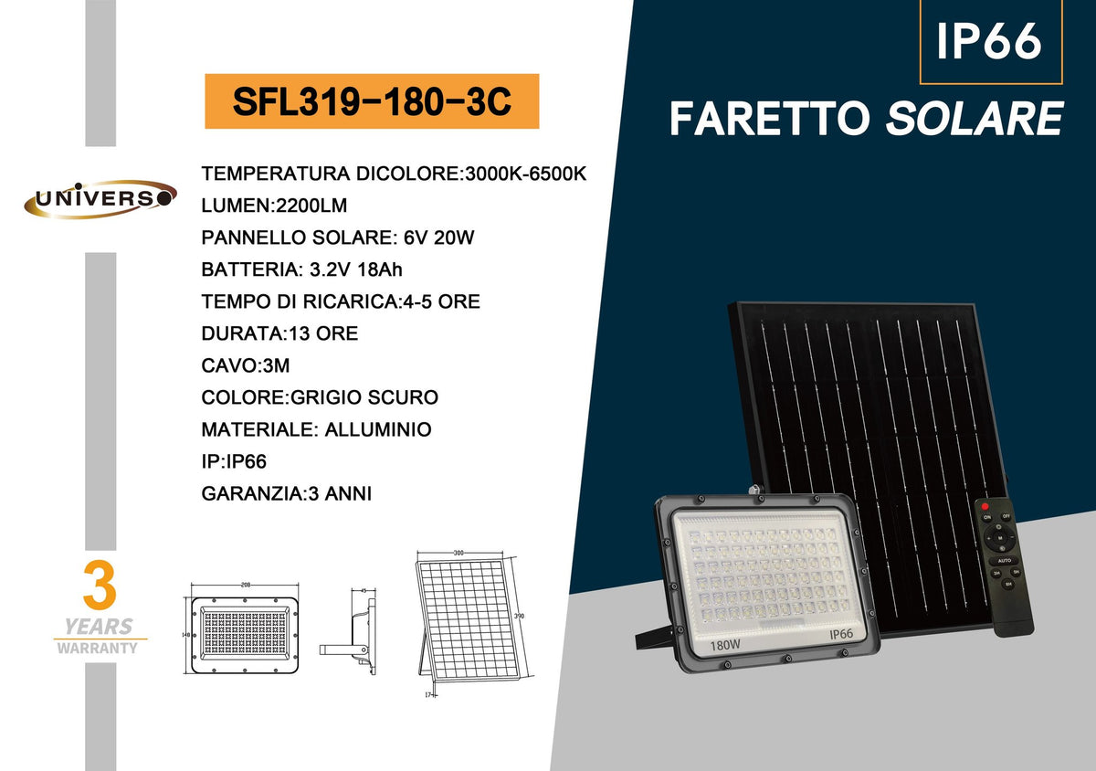 Faretto Solare Universo – SFL319-180-3C
