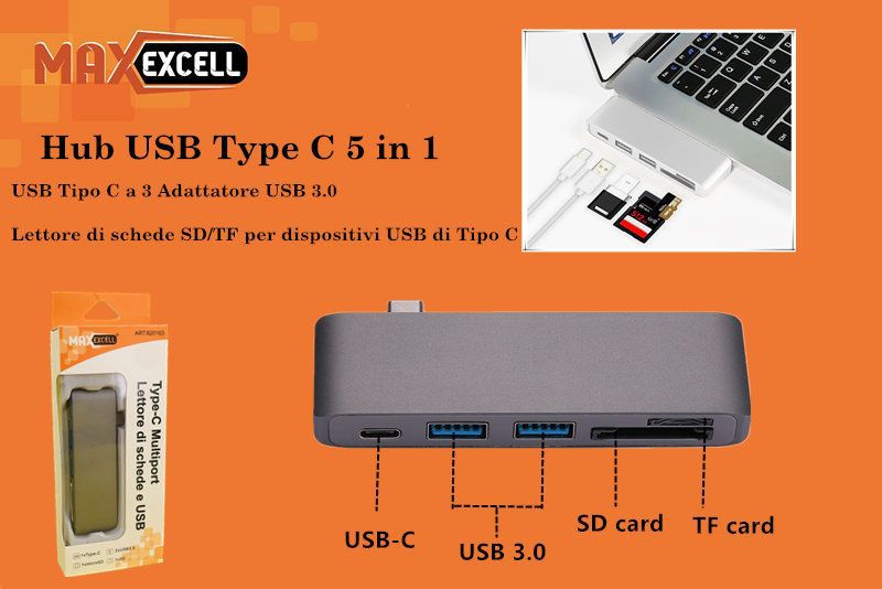 Hub USB-C con lettore di schede e rete