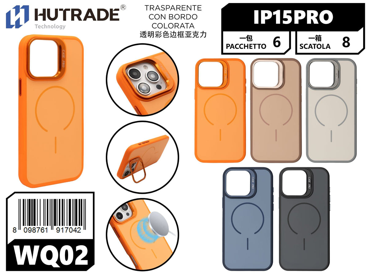 WQ-02 COVER COLORATA MAGSAFE CON SUPPORTO IP15PRO