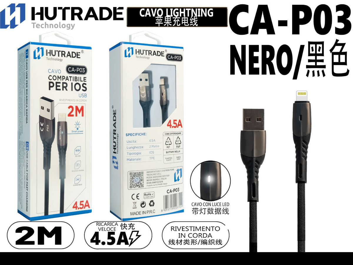 CA-P03 CAVO LIGHTNING 2 METRI 4.5A NERO