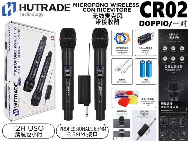 CR02 DOPPIO MICROFONO WIRELESS CON RICEVITORE