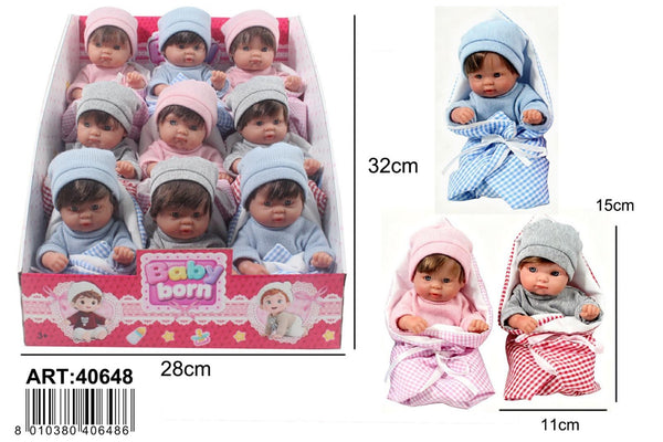 Bambolotto con cappellino e copertina, assortito AP40648