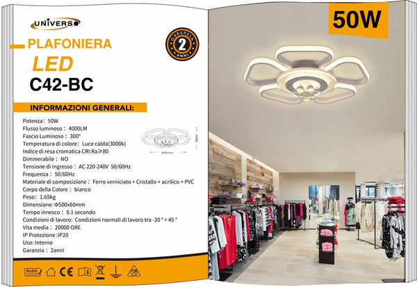 Lampada Da Soffitto Bianco Universo – C42-BC