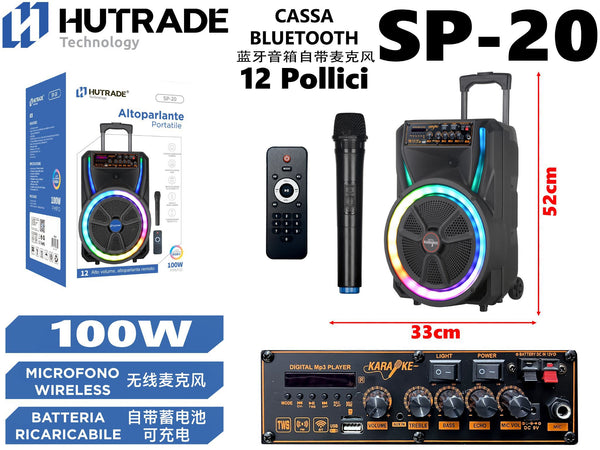 SP-20 CASSA BLUETOOTH CON MICROFONO /FM DA 100W