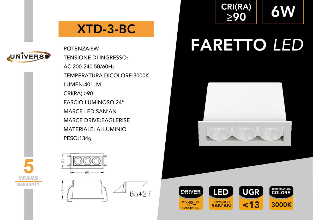 Lampada Da Soffitto Universo – XTD-3-BC