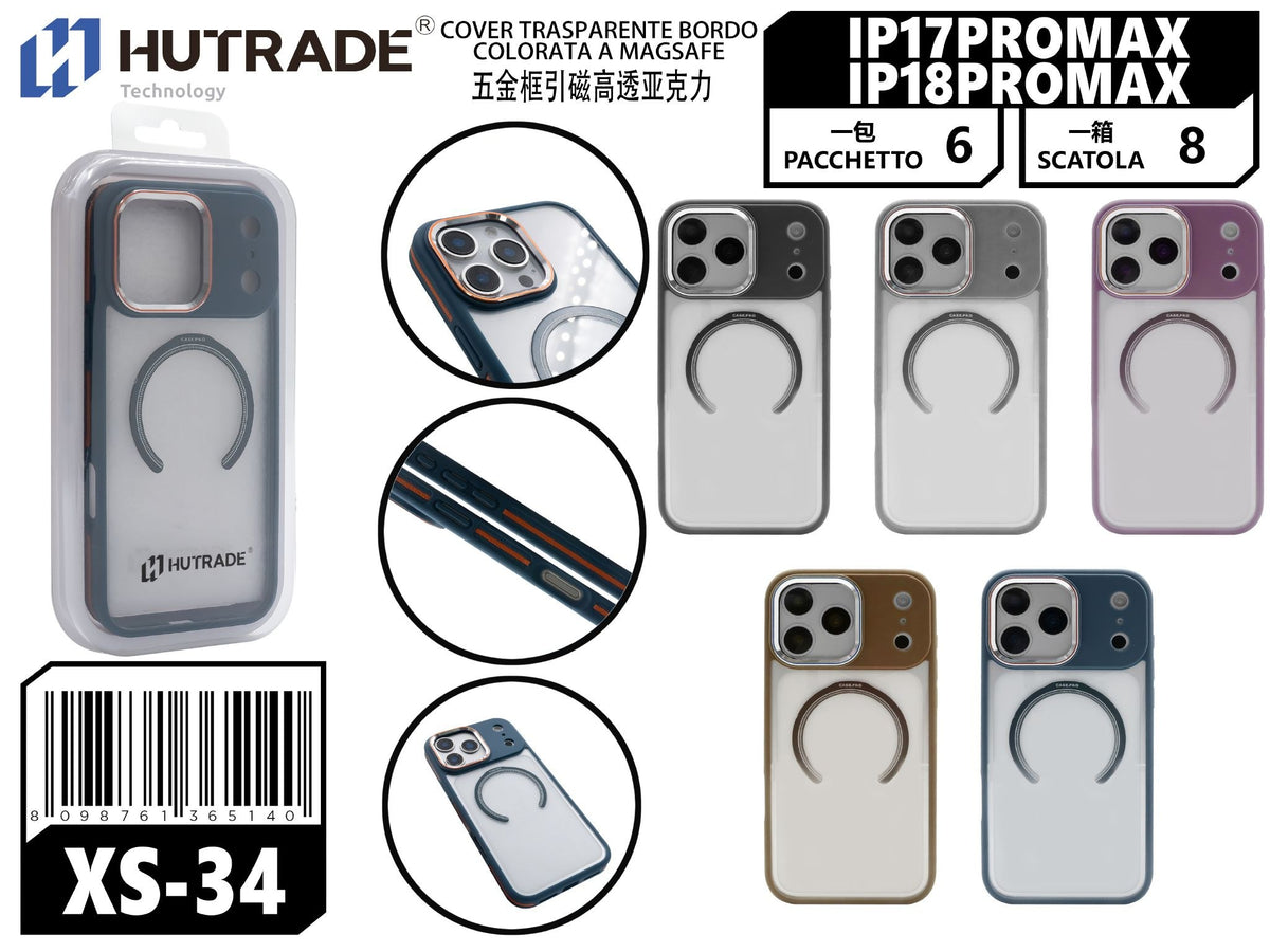 XS-34 COVER TRASPARENTE BORDO COLORATA A MAGSAFE IP17PROMAX/IP18PROMAX