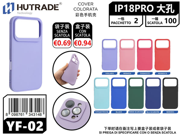 COVER COLORATA TPU IP18PRO CON APERTURA AMPIA