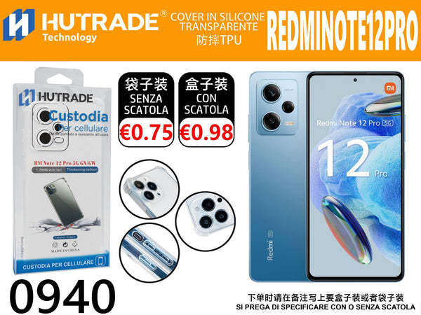 COVER TRASPARENTE BORDO ANTIURTO REDMI NOTE 12 PRO 4G