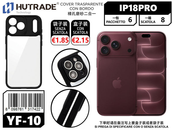 COVER TRASPARENTE CON BORDO NERO IP18PRO – YF10 660043