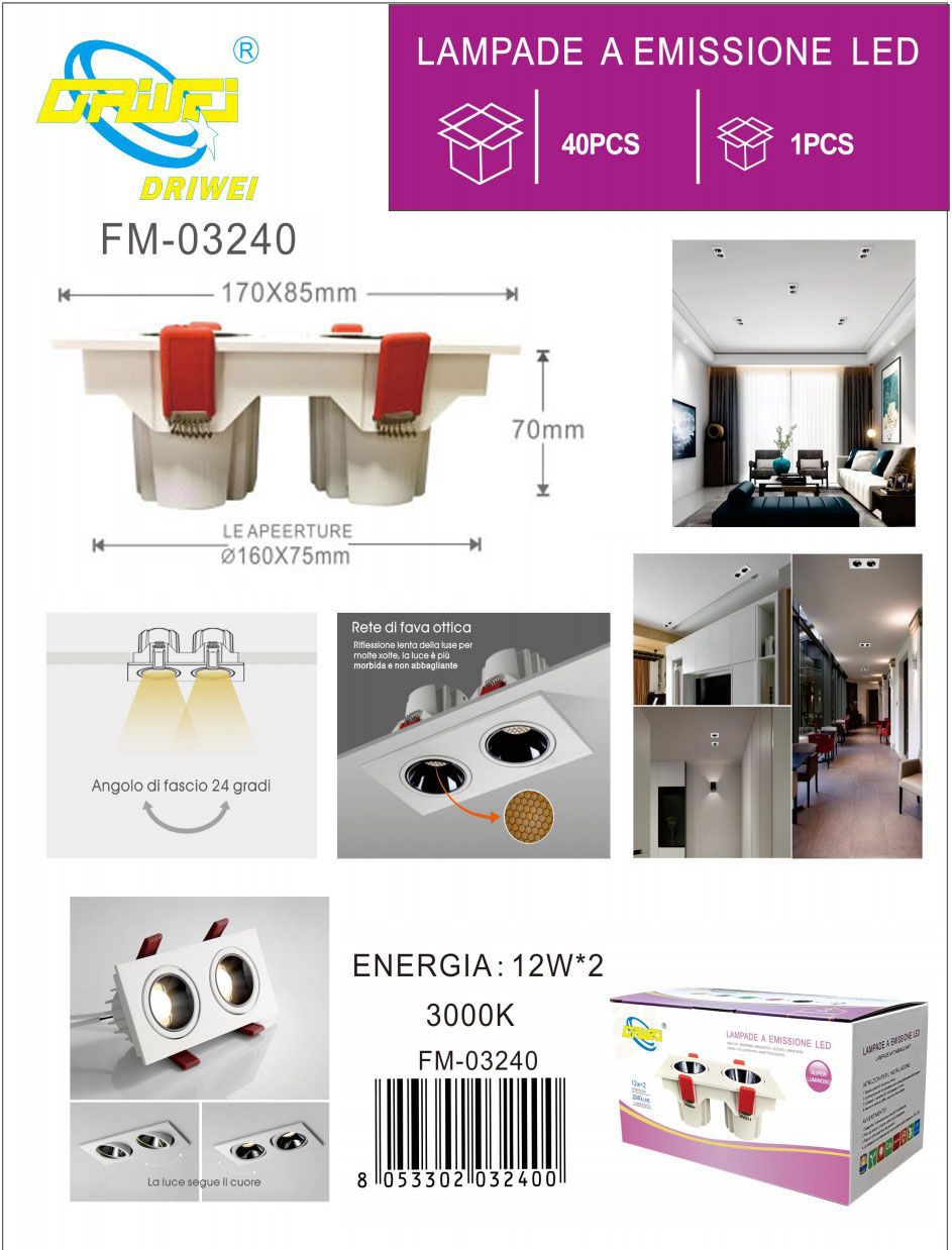 Faretti da incasso 12 W