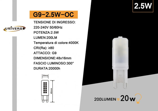 Lampadina G9 Universo – G9-2.5W-OC