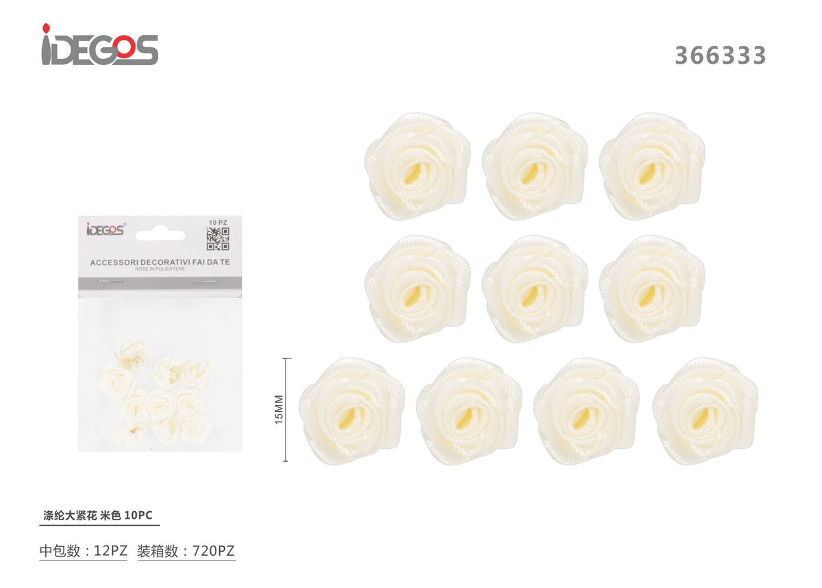 Set di 10 rose decorative in poliestere