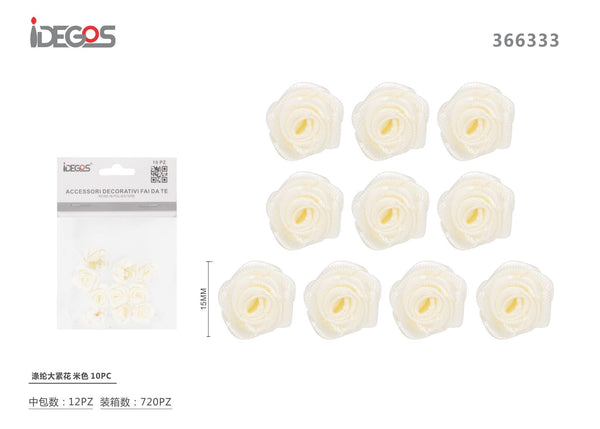 Set di 10 rose decorative in poliestere