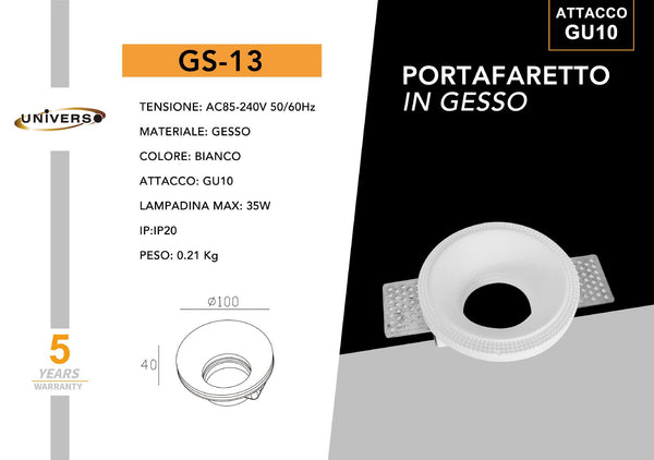 Porta Faretto In Gesso Universo – GS-13