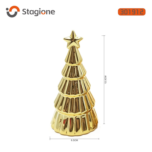 Albero decorativo dorato a cono con stella