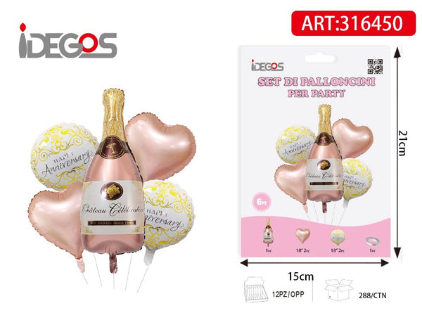 Bouquet di palloncini con cuore per anniversario