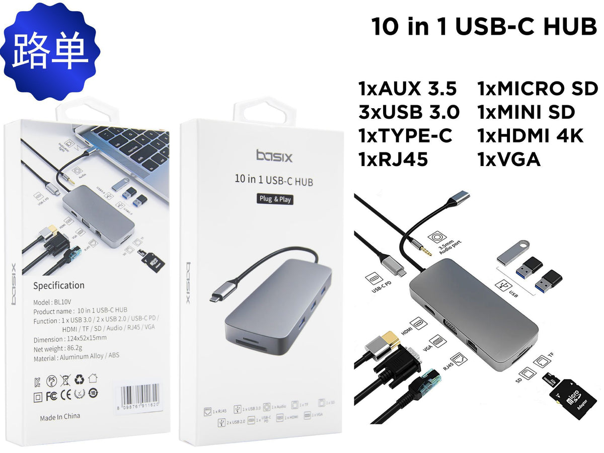 ADATTATORE 10IN1 USB-C MULTIUSCITE – BL10V