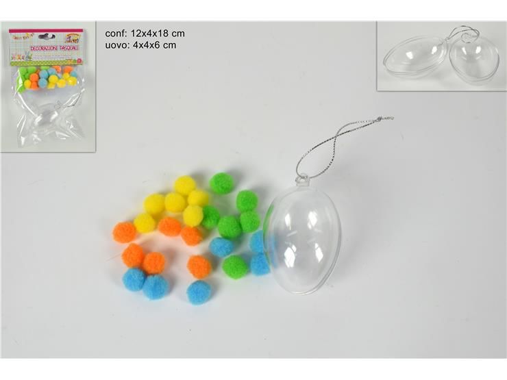 UOVO PLASTICA 6 cm C/PALLINE OVATTA SED9017