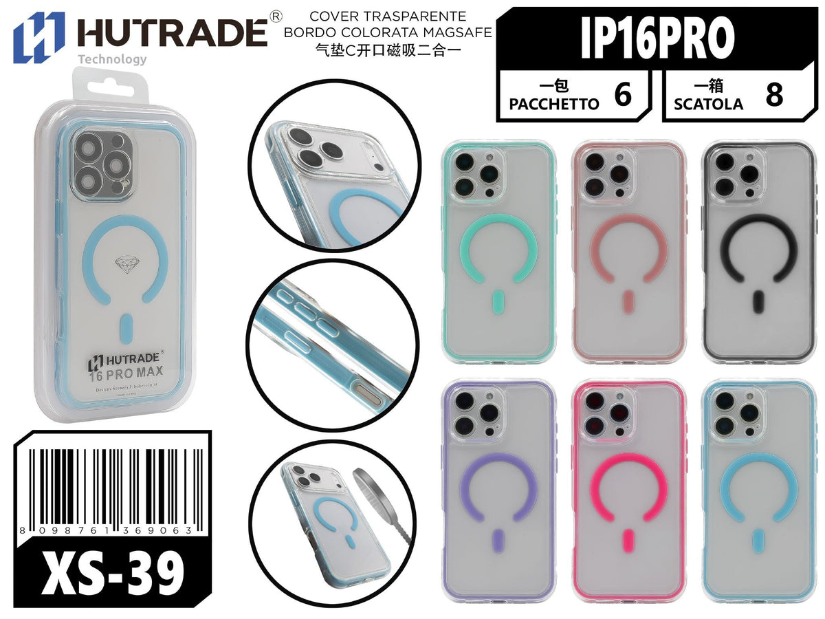 XS-39 COVER TRASPARENTE BORDO COLORATA MAGSAFE IP16 PRO