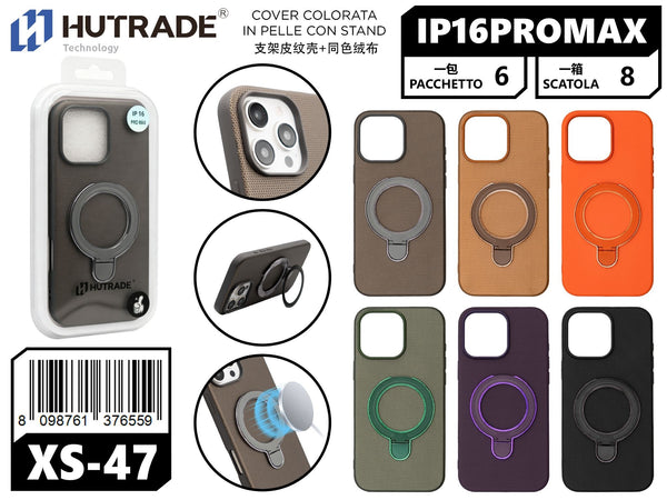 XS-47 COVER COLORATA IN PELLE CON STAND IP16 PRO MAX