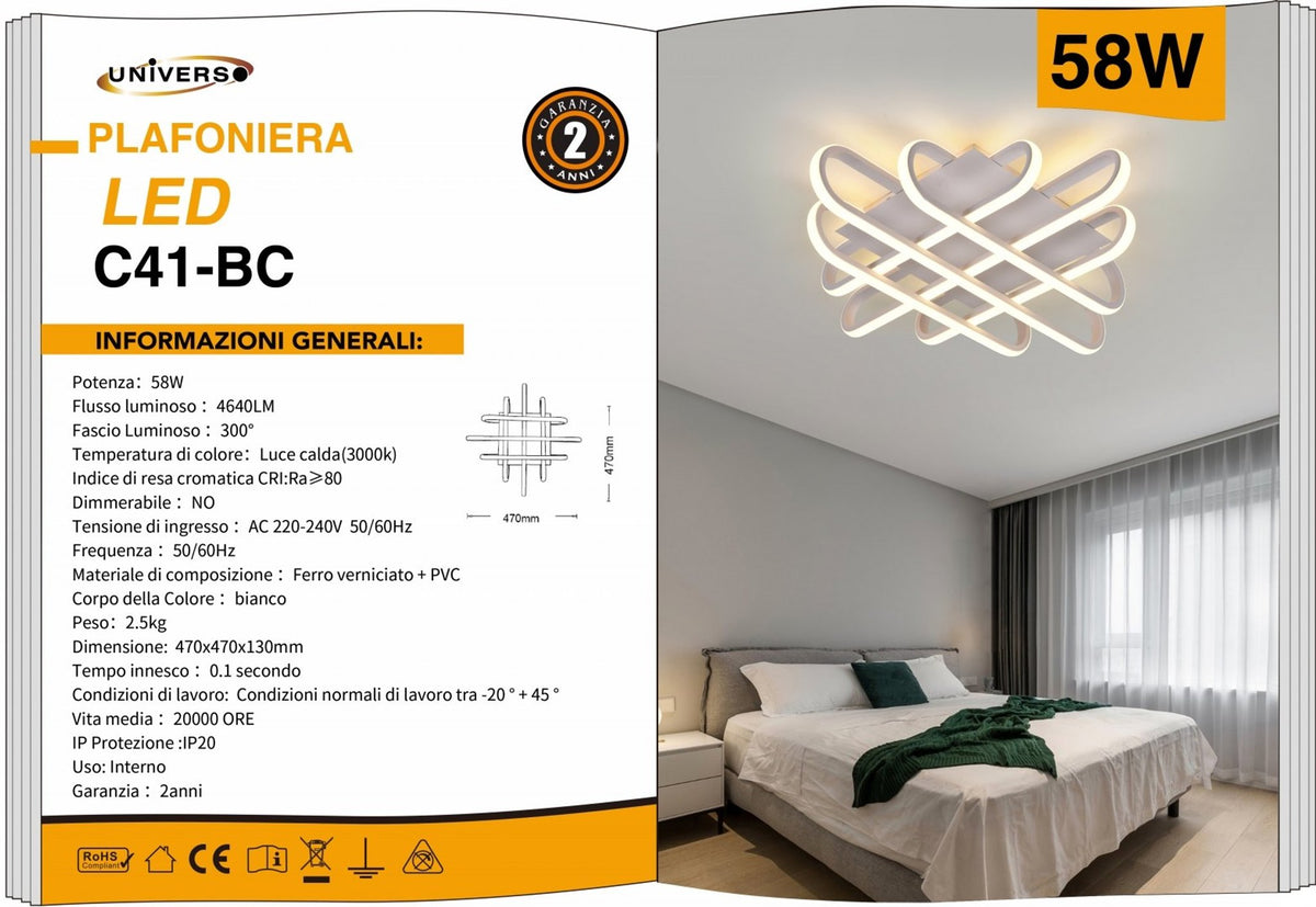 Lampada Da Soffitto Bianco Universo – C41-BC
