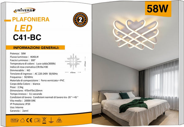 Lampada Da Soffitto Bianco Universo – C41-BC