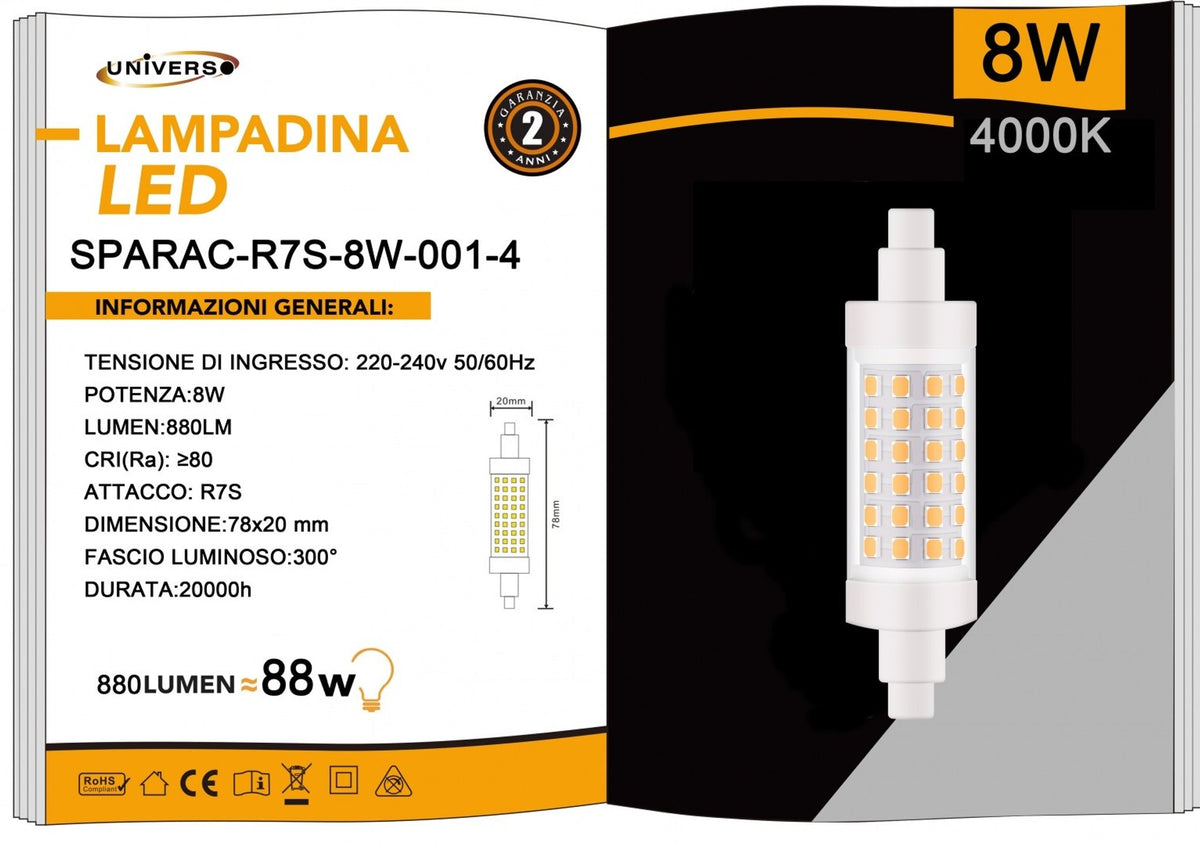 Lampadina LED Universo – SPARAC-R7S-8W-001-4