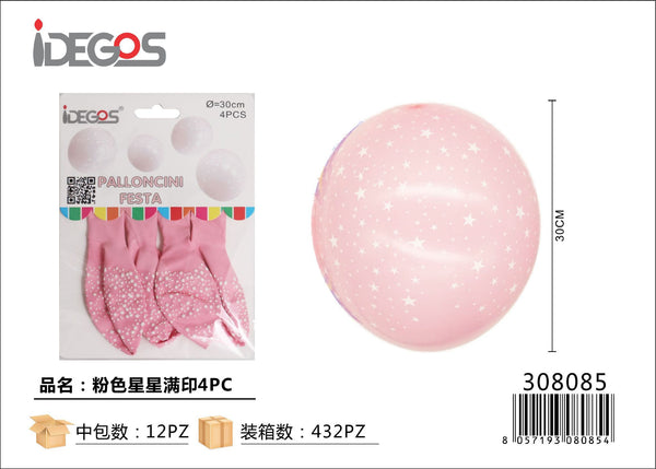 Palloncini in lattice con stelle, 4 pezzi