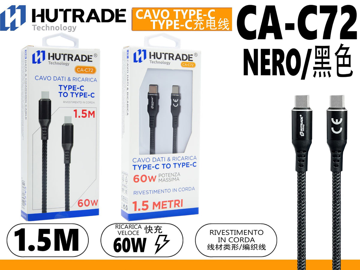 CA-C72 CAVO TYPE-C TO TYPE-C 1.5 METRI 60W