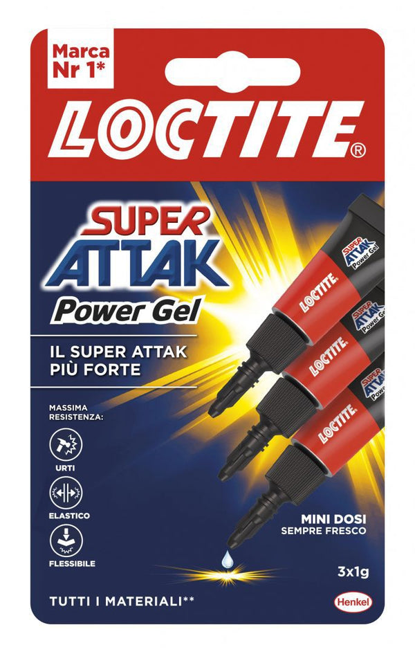 Adesivo Loctite super attak power gel mini dosi 3x1g