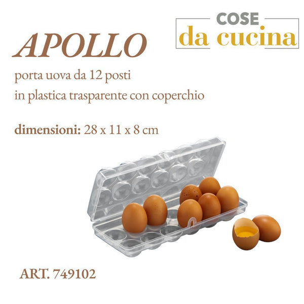 APOLLO TORTA0 UOVA TRASP. C/COP 12 POSTI IN PLASTICA 28 × 11 × 8 cm