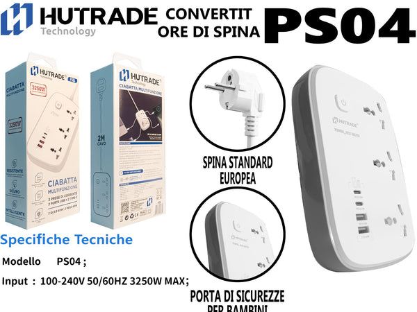 PS04 PRESA CORRENTE DA 3250W CON 2 INGRESSO PD 2 INGRESSO USB
